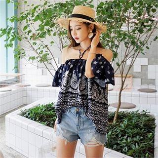 Off-shoulder Pattern Blouse