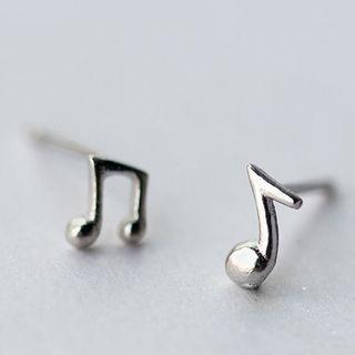 925 Sterling Silver Musical Note Non-matching Stud Earrings