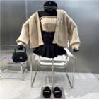 Plain Cardigan / Strapless Top / Mini A-line Skirt / Set
