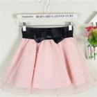 Bow-accent Beaded A-line Skirt Pink - One Size