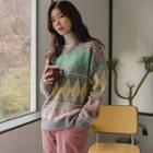 V-neck Multicolor-argyle Sweater