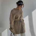 Loose-fit Knit Sweater With Belt