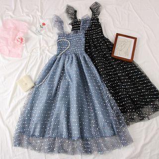 Rhinestone Sleeveless Mesh Dress