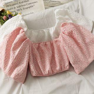 Embossed Boatneck Crop Top