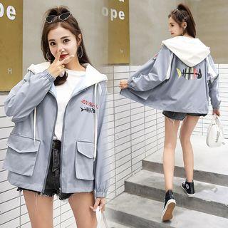 Fish Print Hooded Jacket
