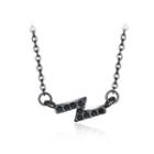 Fashion Vintage Lightning Necklace With Black Cubic Zircon Silver - One Size