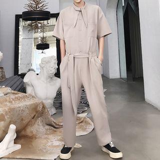 Plain Short Sleeve Jumpsuit