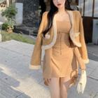 Fleece Jacket / Spaghetti Strap A-line Dress