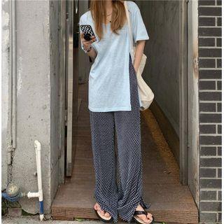 Short-sleeve T-shirt / Argyle Wide-leg Pants