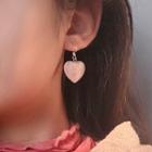 Heart Drop Earring 0888a - 1 Pair - 925 Hook Earring - Pink - One Size