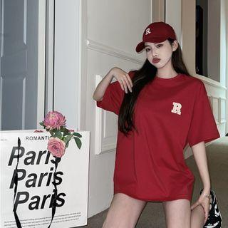 Printed Lettering Oversize Top / Embroider Lettering Cap
