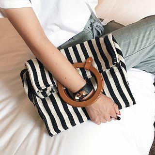 Herringbone Striped Handbag With Pouch