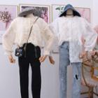 Sailor-collar Lace-trim Fringed Shirt