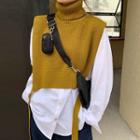 Turtleneck Tie-strap Sweater Vest / Long-sleeve Shirt