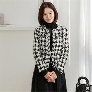 Round-neck Houndstooth Blazer