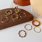 Set Of 4 / 7: Acrylic Alloy Ring (various Designs)