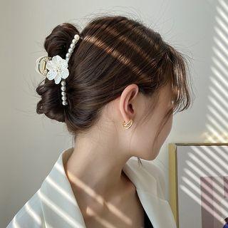 Faux Pearl Flower Hair Claw Z-0799 - White - One Size