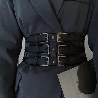 Layered Corset Belt Black - One Size