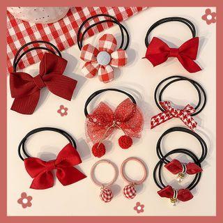 Set Of 10: Hair Tie 10# - Set Of 10 Pcs - Red - One Size