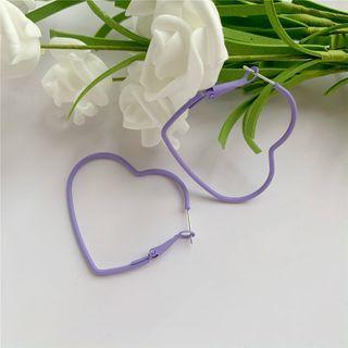 Heart Alloy Earring 311 - 1 Pair - S925 Stud Earring - Purple - One Size
