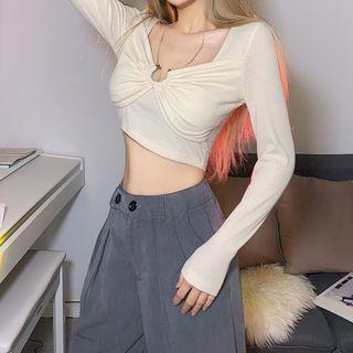 Hoop Accent Crop Knit Top