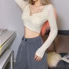 Hoop Accent Crop Knit Top