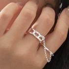 Chained Sterling Silver Double Ring