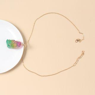 Faux Crystal Pendant Alloy Necklace Red & Green Faux Crystal - Gold - One Size
