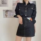 Long-sleeve Denim Shirt / High-waist Denim Skirt (various Designs)
