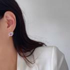 925 Sterling Rhinestone Heart Earring E356 - Silver - One Size