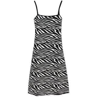 Spaghetti-strap Zebra Print Midi A-line Dress