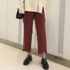 Slid-cuff Cropped Straight-leg Pants