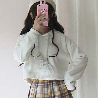 Cropped Velvet Hoodie