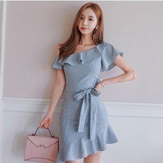 One-shoulder Ruffle Sheath Cocktail Dress