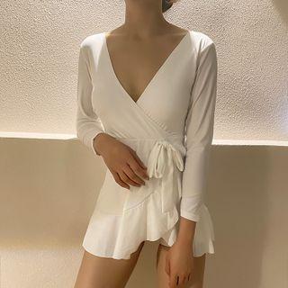 Long-sleeve Wrap Swimdress