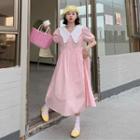 Peter Pan Collar Puff-sleeve Maxi Dress