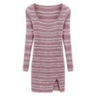 Striped Knit Mini Bodycon Dress Stripe - Purple - One Size