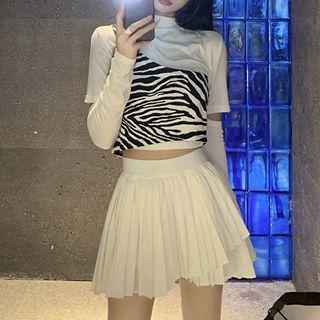 Zebra Print Tank Top / Crop Top / Pleated Skirt