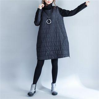 High Neck Padded Pullover Dress