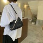 Shirred Faux Pearl Strap Shoulder Bag