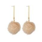 Metal Bar & Pom Pom Drop Earring