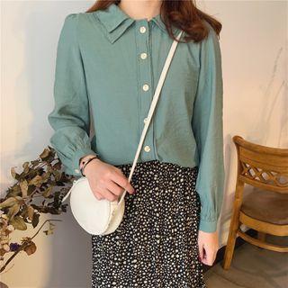 Layered-collar Plain Blouse