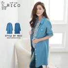 Tab-sleeve Denim Shirtdress