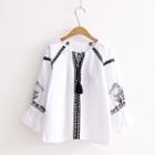 Embroidered Blouse With Tassels
