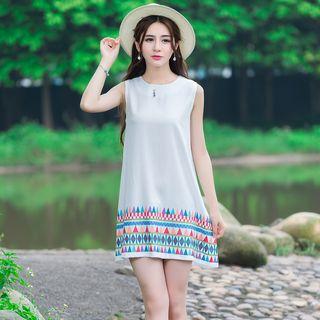 Patterned Sleeveless A-line Dress