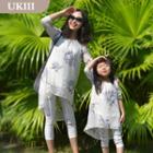 Family 3/4-sleeve Floral Print Chiffon Top