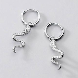 Snake Tail Earring 1 Pair - Snake Tail Earring - Silver - One Size
