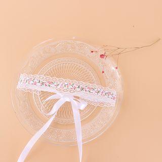Lace Trim Floral Print Choker