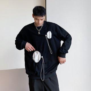 Drawstring Two-tone Sweatshirt