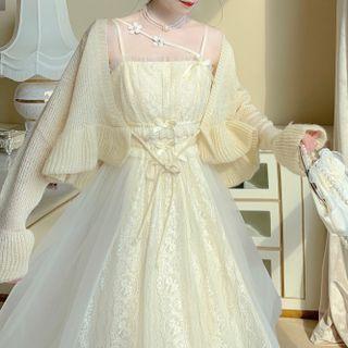 Long-sleeve Cut-out Lace-up Cardigan